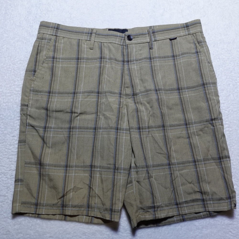 Hurley Cutback Shorts Men 36 Olive Plaid Nike Dri-FIT Walk Shorts AJ6449-451